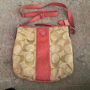 Coach tan and pink crossbody